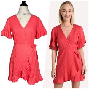 Abercrombie & Fitch Pink Ruffle Wrap Dress